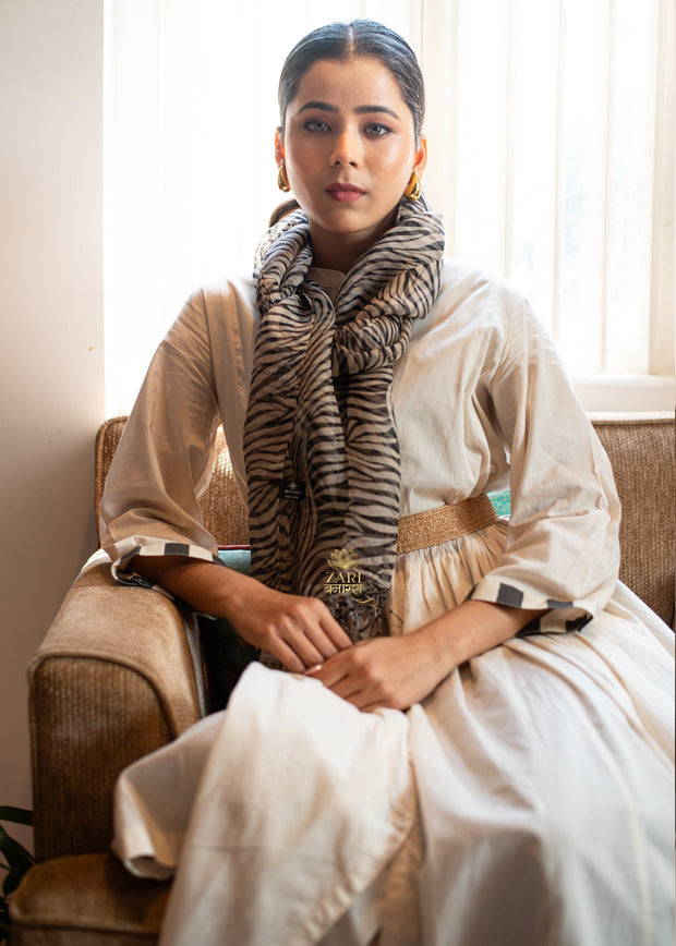 Black And White Graphite Flow Silk Scarf (10701261668545)