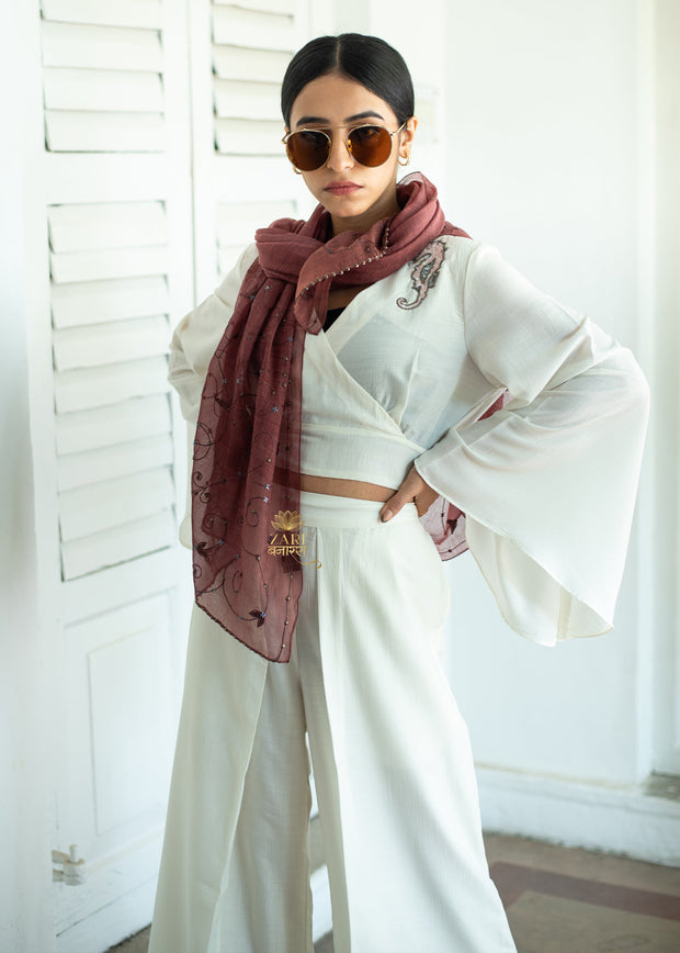 Rosewater Lumina Embroidered Cotton Scarf (10701261570241)
