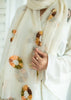 Whispers of Bloom Off White Embroidered Scarf (10701261471937)