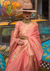 Coral Pink Woven Tusser Silk Saree