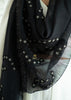 Shadow Stitch Black Embroidered Scarf (10701261406401)