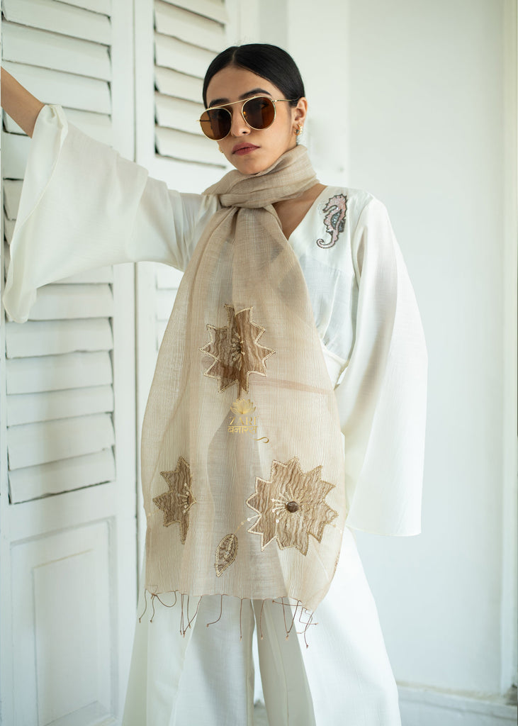 Serene Bloom Off White Scarf (10701261373633)