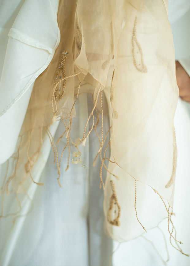 Golden Leaf Veil Silk Scarf (10701261308097)