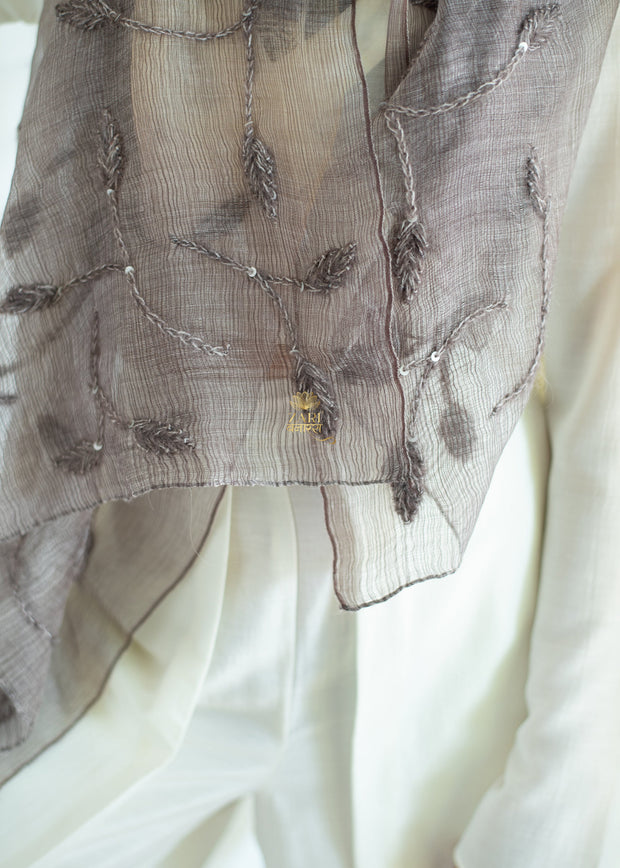 Twilight Vine Beige And Grey Scarf (10701261209793)