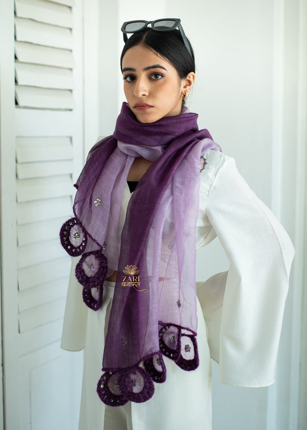 Violet Circlet Haze Scarf With Sequined Details (10701260849345)