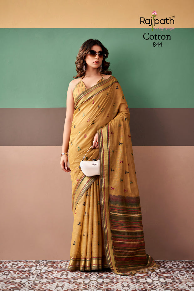 Mustard Gold Woven Cotton Silk Saree