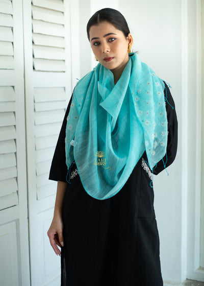 Azure Bloom Aqua Textured Scarf (10701259604161)