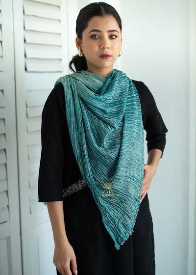 Ocean Weave Blue Metallised Scarf (10701259505857)