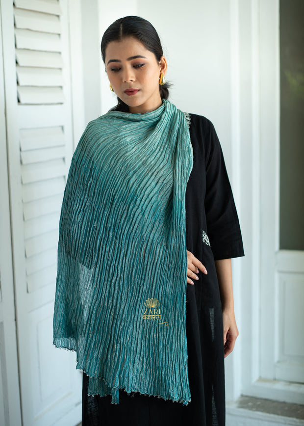 Ocean Weave Blue Metallised Scarf (10701259505857)