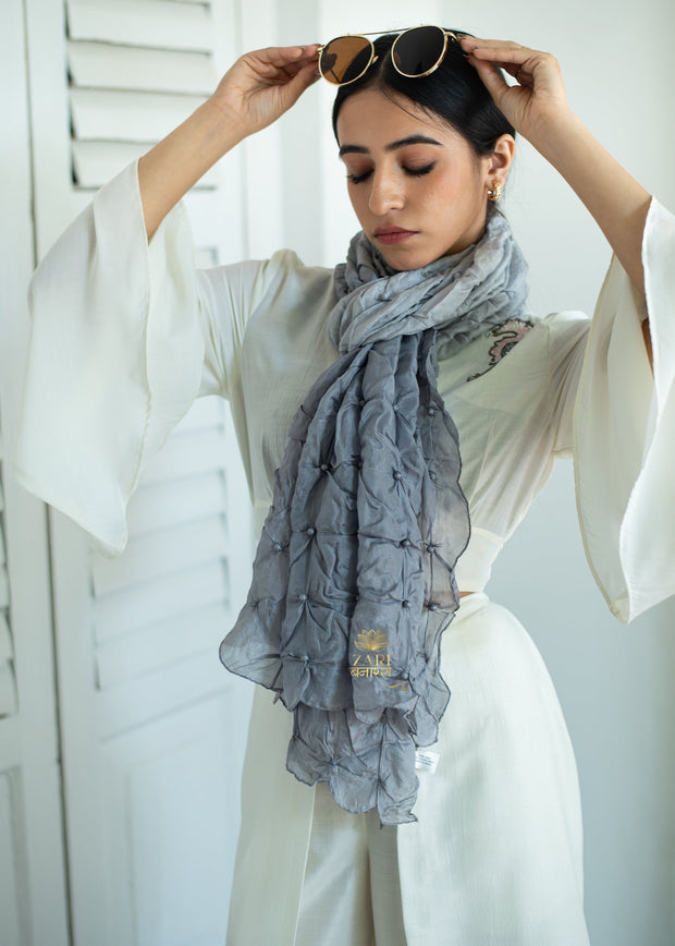 Pearl Lattice Soft Grey Scarf (10701259407553)