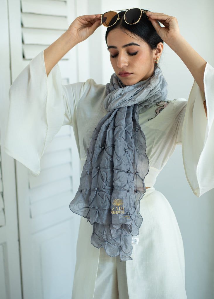 Pearl Lattice Soft Grey Scarf (10701259407553)