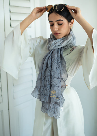 Pearl Lattice Soft Grey Scarf (10701259407553)