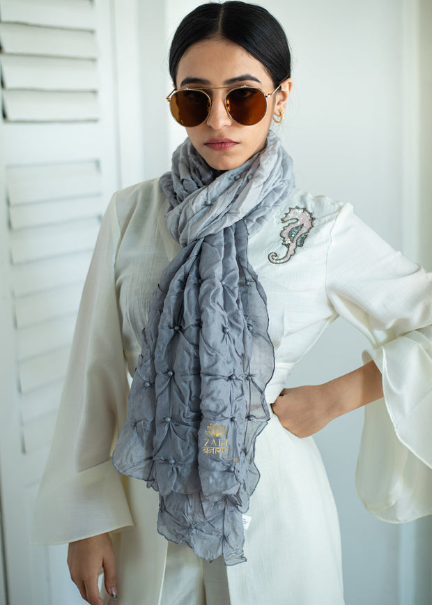 Pearl Lattice Soft Grey Scarf (10701259407553)