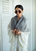 Silvered Vine Grey Silk Scarf (10701259178177)