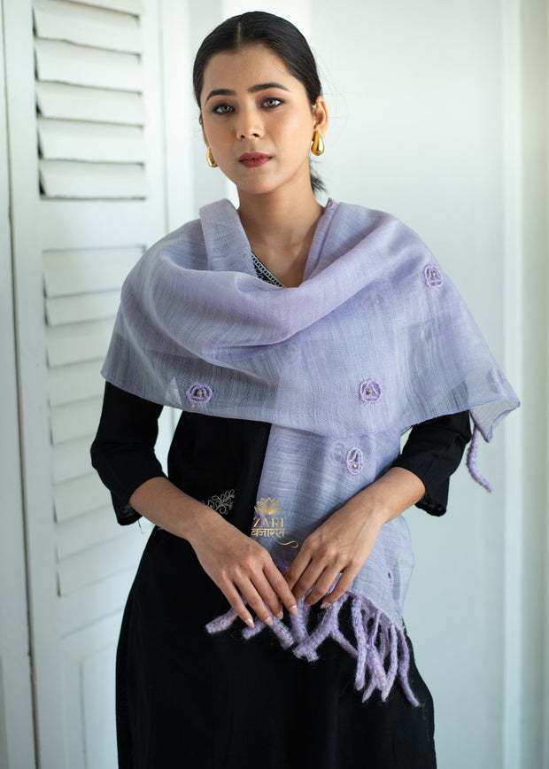 Lilac Bloom & Knot Textured Scarf (10701258981569)