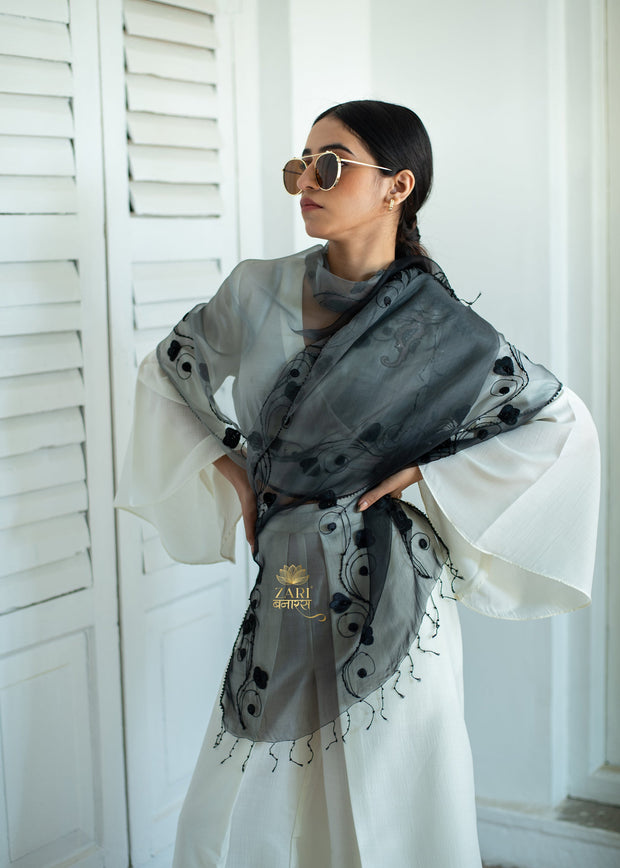 Graphite Bloom Beaded Scarf (10701258719425)