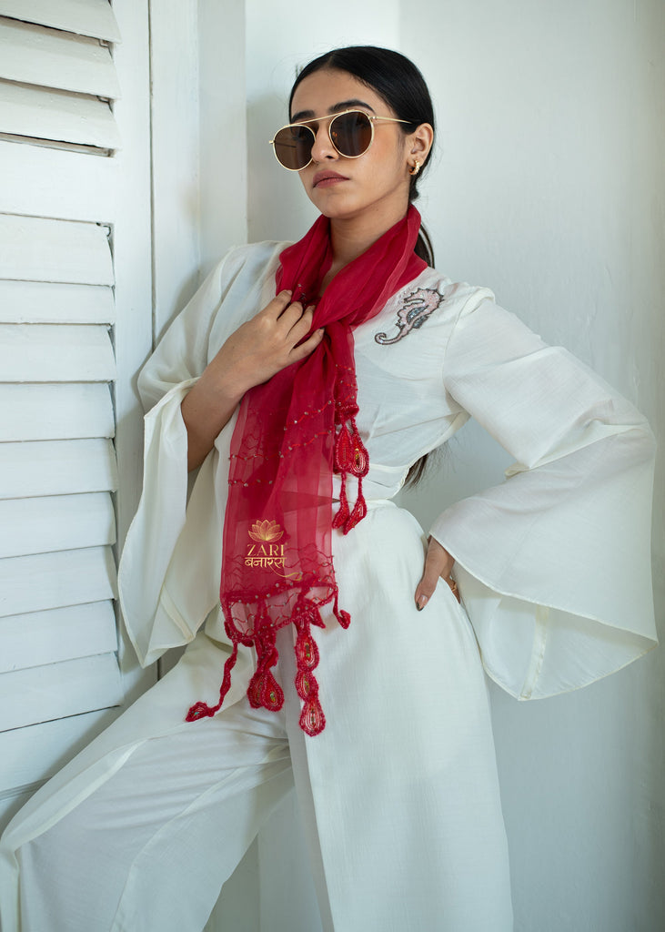 Crimson Cascade Silk Scarf (10701258457281)