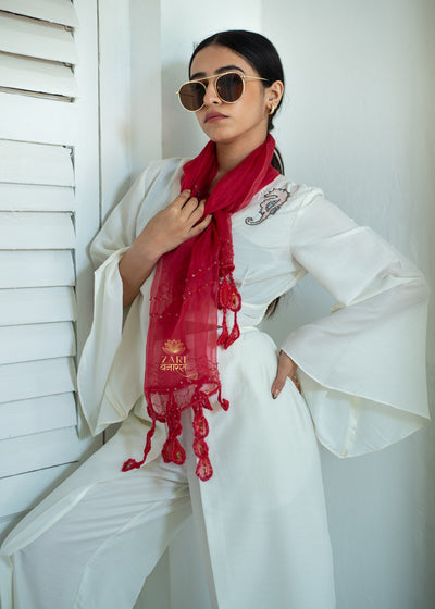 Crimson Cascade Silk Scarf (10701258457281)