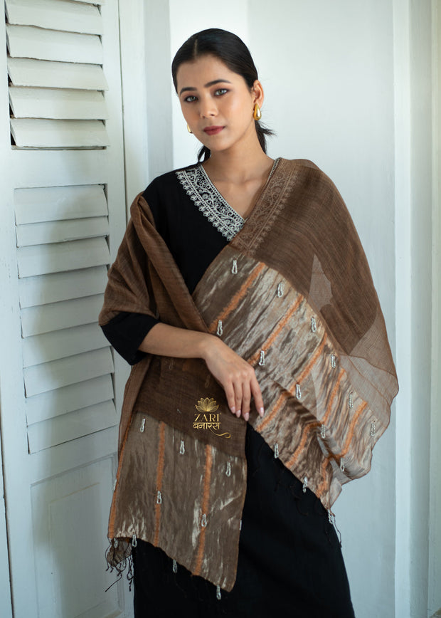 Gilded Earthy Shiny Silk Scarf (10701257834689)