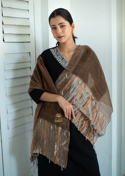 Gilded Earthy Shiny Silk Scarf (10701257834689)