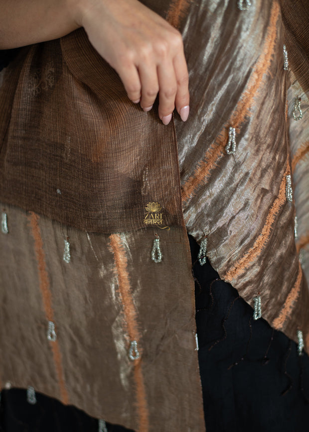 Gilded Earthy Shiny Silk Scarf (10701257834689)