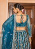 Persian Blue Embroidered Net Lehenga