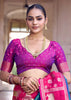 Blue And Pink Woven Banarasi Silk Saree