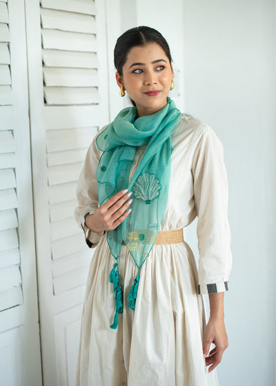 Azure Shell Song Silk Scarf (10701255442625)