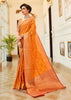 Marigold Orange Woven Patola fusion Banarasi Saree With Brocade Blouse (5687334666391) (7628016484545)