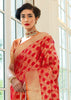 Princess Red Woven Patola fusion Banarasi Saree With Brocade Blouse (5687336501399) (7628014387393)