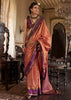 Peach Pink Banarasi Tussar Silk Saree