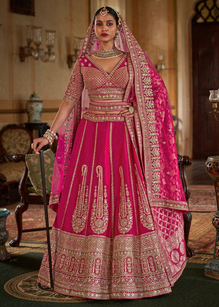 Pink Heavy Embroidered Designer Lehenga
