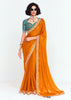 Peel Orange Designer Embroidered Tissue Saree