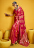 Rose Red Woven Banarasi Satin Silk Saree