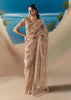 Beige Satin Organza Embroidered Saree