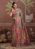 Fossil Grey Woven Cotton Kashmiri Jamewar Saree