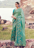 Sea Green Woven Embroidered Tissue Silk Saree