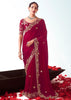 Maroon Embroidered Designer Tissue Saree