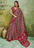 Red Printed Satin Silk Saree