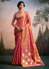 Orange Peach Woven Tissue Silk Saree