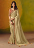 Golden Green Designer Embroidered Saree
