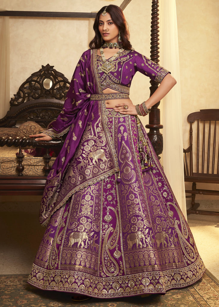 Royal Purple Banarasi Designer Lehenga