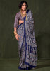Patriot Blue Printed Satin Crepe Silk Saree