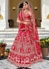 Royal Red Embroidered Silk Bridal Lehenga With Double Dupatta