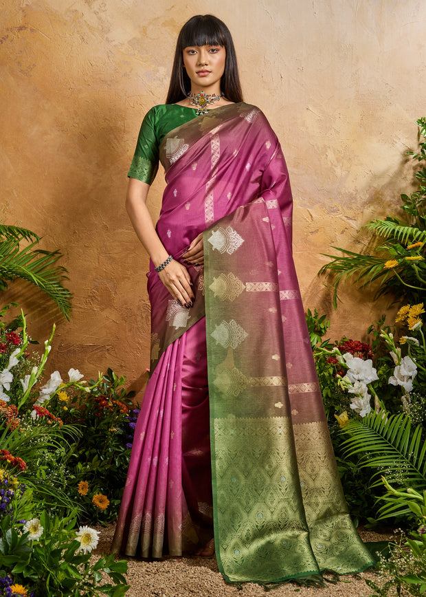 Dahlia Purple Woven Banarasi Silk Saree