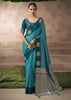 “Exclusive Offer” : Teal Blue Woven Banarasi Satin Silk Saree