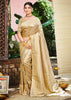 Cream Beige Woven Kanjivaram Silk Saree