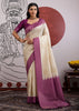 Purple Border Ivory Woven Banarasi Silk Saree
