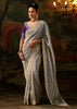 Silver Grey Embroidered Tissue Saree