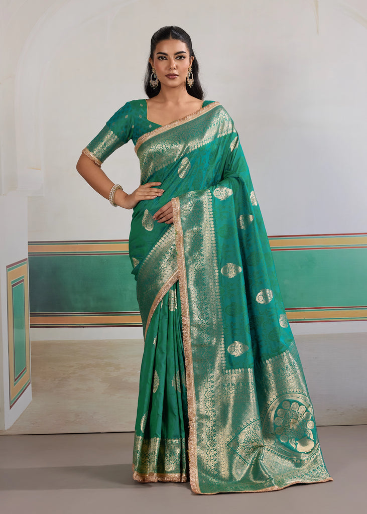 Fair Green Woven Banarasi Sarin Silk Saree
